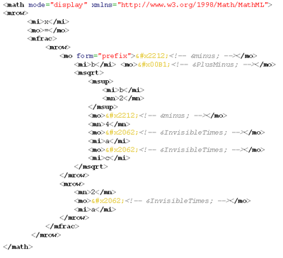 mathml MathML sample