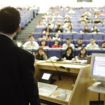 image of lecturer in theatre