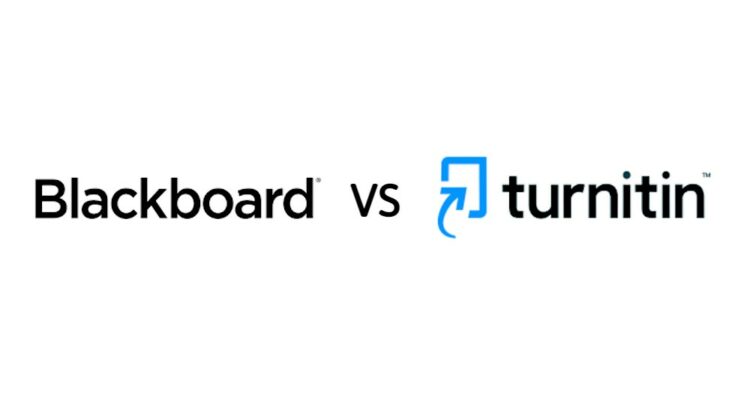 An image showing the Blackboard logo, on the left. next to the Turnitin logo, on the right, and separated by the letters 'VS'.