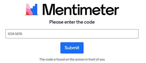 Mentimeter image - with text saying Please enter the code