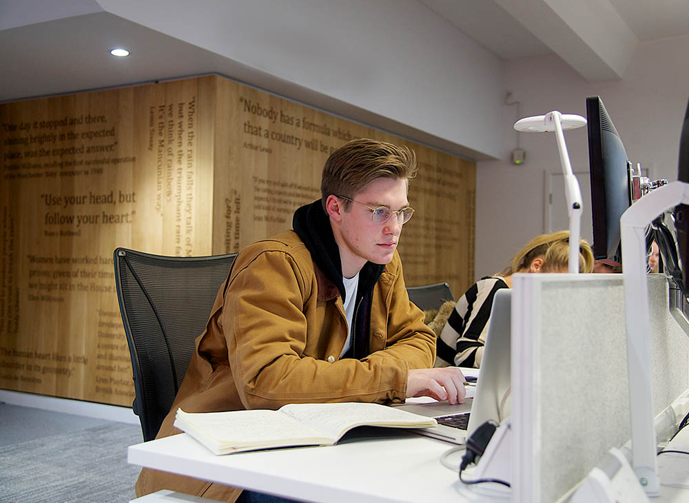 Student looking at screen