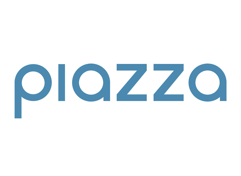 Piazza logo, blue text on white background