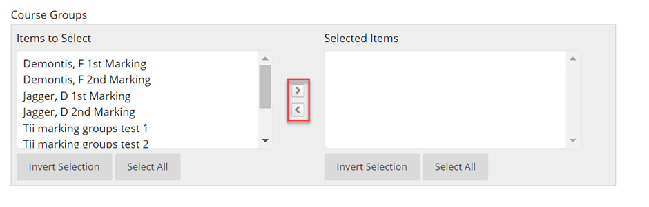 Image showing the fields users use to select groups.
