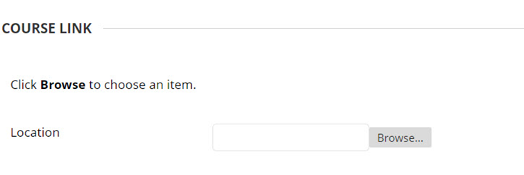 Image showing the course link section, highlighting the browse button.