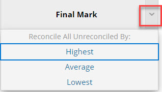 Menu options for Final Marks.  The menu shows links called Highest, Average and Lowest.
