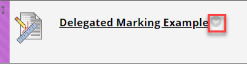 Menu link showing an assignment title, the dropdown arrow next to the menu link is highlighted.