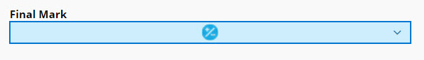 Menu showing the field Final Mark. There is a blue box that staff can click to enter a mark.