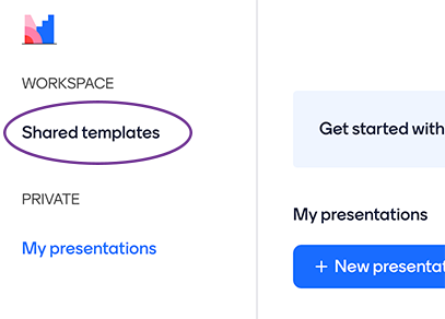 Image showing location of Shared Templates in the Mentimeter interface