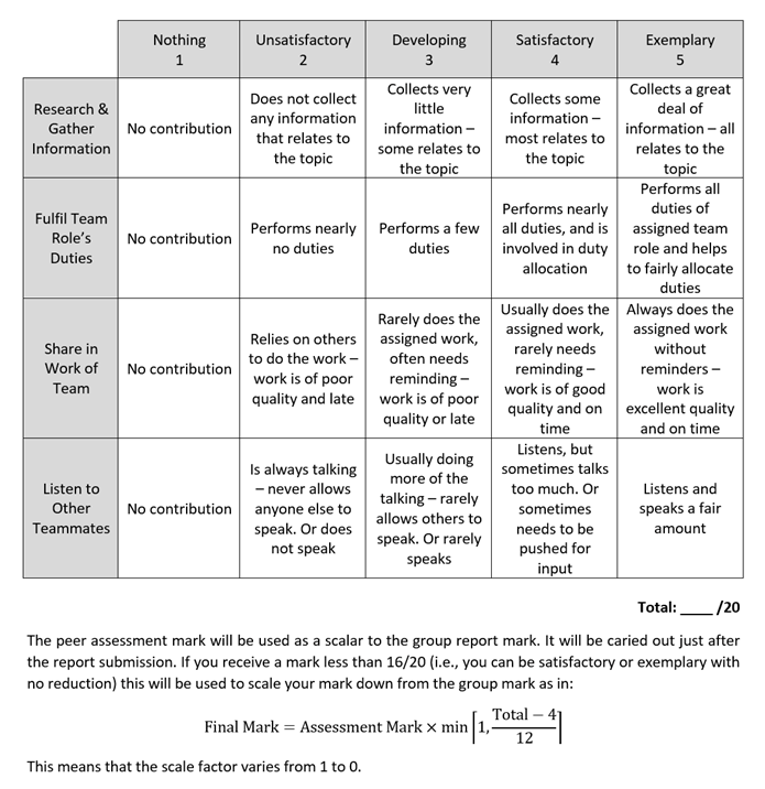 Example rubric