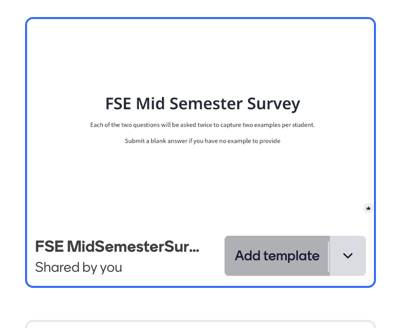 Showing the Add Template button in Mentimeter