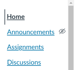 Course Menu showing the Assignments area
