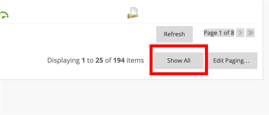 Screenshot of the show all button highligted by a red box