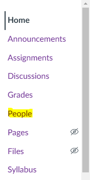 Image showing where to locate the 'People' menu.