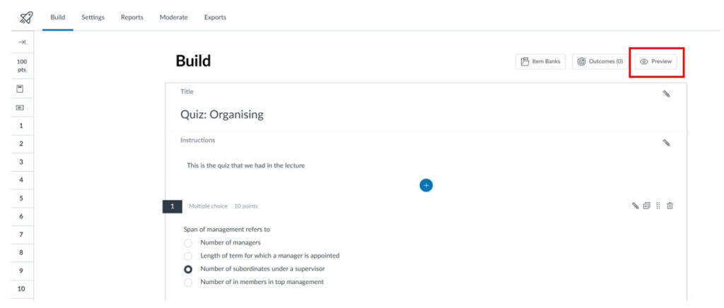 Screenshot of a migrated canvas space showing preview highlighted.