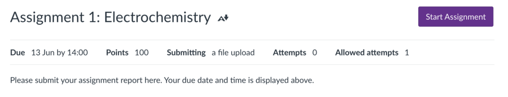 Screenshot of the student's view of the assignment showing a due date of 13th June
