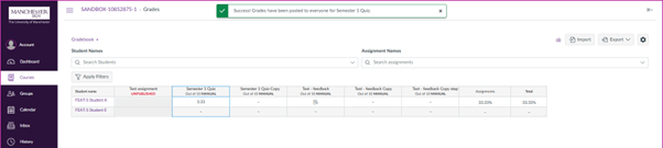 Screenshot of how students will see grades. 