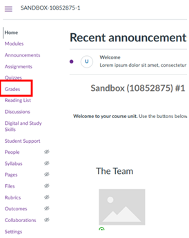 Screenshot of Grades in Canvas