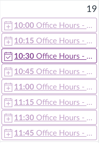 Appointment group display after a booking has been made