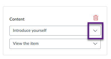 Arrow indicated on the ‘Content’ drop-down