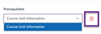 Bin icon indicated next to ‘Prerequisites’