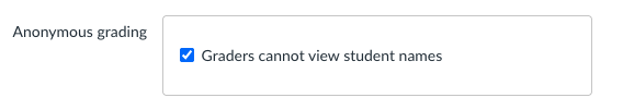 Anonymous grading setting in a Canvas assignment - the setting here is enabled
