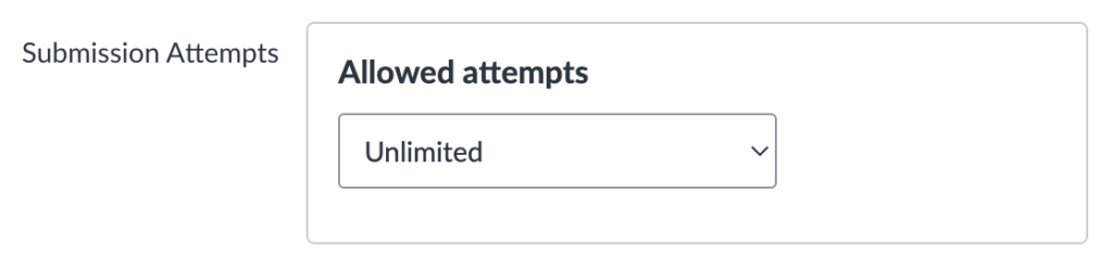 Submission attempt dropdown option which currently reads 'unlimited'