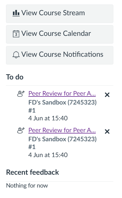 Peer reviews assigned to you in the sidebar