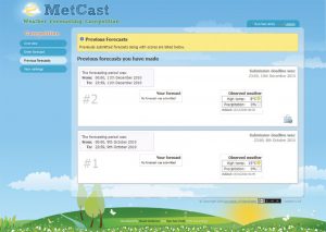 Previous forcasts page on the MetCast Weather Forecasting website