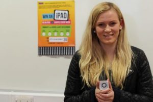 Picture of Catherine with her iPod
