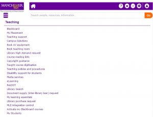 screenshot of MyManchester for Staff portlet